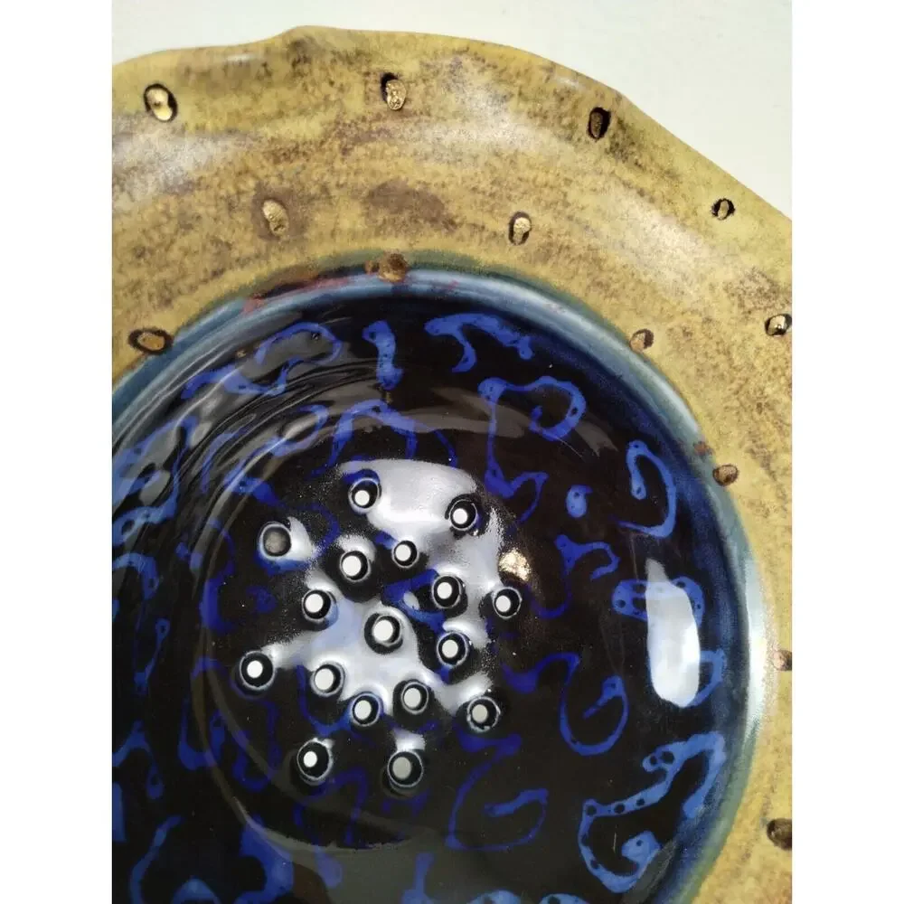 Glazed Stoneware Berry Bowl - Ceramic Colander - Handmade Sieve Pottery